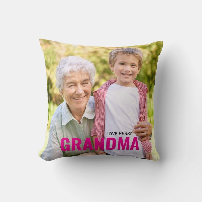 Coussin Cute Custom Photo Keepsake GRANDMA Gift  (Recto)