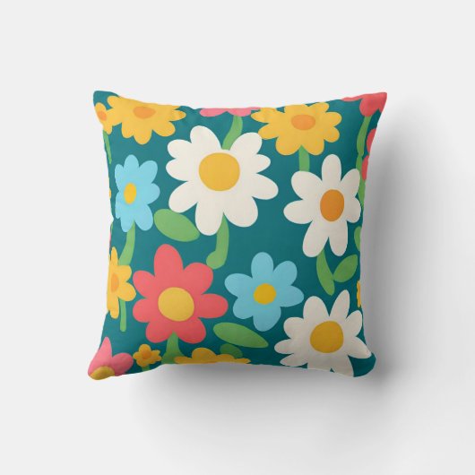 Coussin Cute Daisy Flower Botanique motif école girly (Verso)
