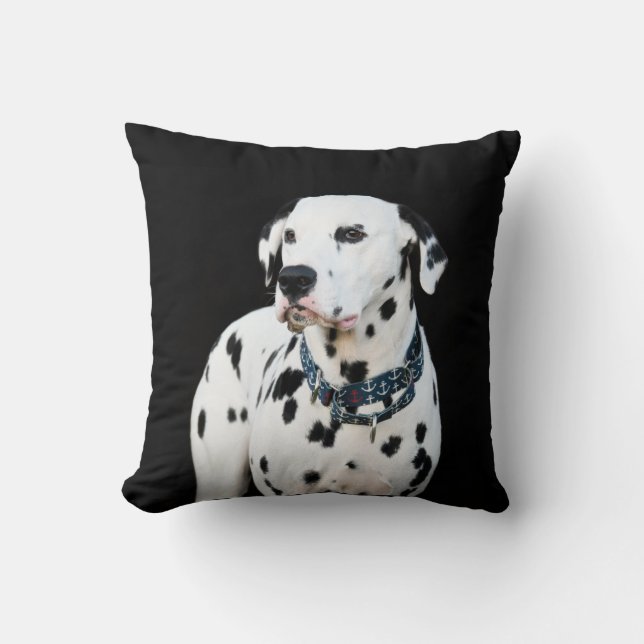 Coussin Cute Dalmatian Chien Spots arrière - plan noir Jet (Recto)