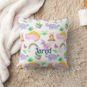 Coussin Cute Dinosaur Arc-en-ciel Aquarelle Enfants Jungle (Couverture)