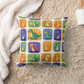 Coussin Cute Dinosaur Collage Motif - Dino amusant et joua (Couverture)