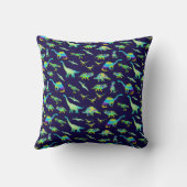 Coussin Cute Dinosaur Nom personnalisé Bleu (Verso)