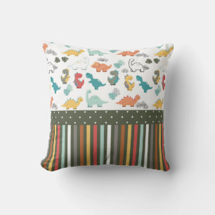 Coussin Cute Dinosaur Stripe Motif Enfants