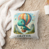 Coussin Cute Dinosaur volant dans un ballon à air chaud (Couverture)