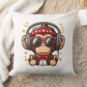 Coussin Cute DJ Monkey with Headphones for Kids (Couverture)