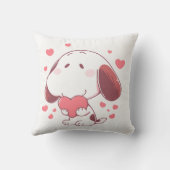 Coussin Cute Dog Holding Pink Heart (Verso)