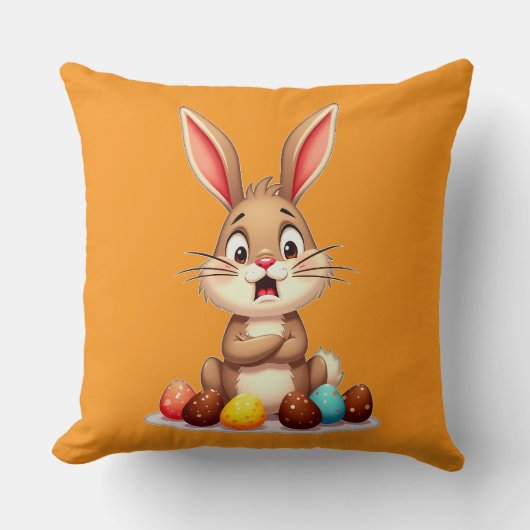 Coussin Cute Easter Bunny Sitting with Chocolate almofada (Recto)