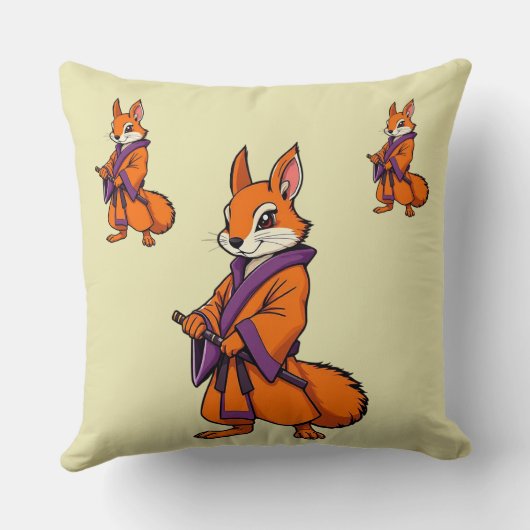Coussin Cute écureuil japonais Samurai (Verso)