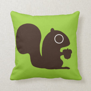 Coussin Cute écureuil sur vert (personnalisable)
