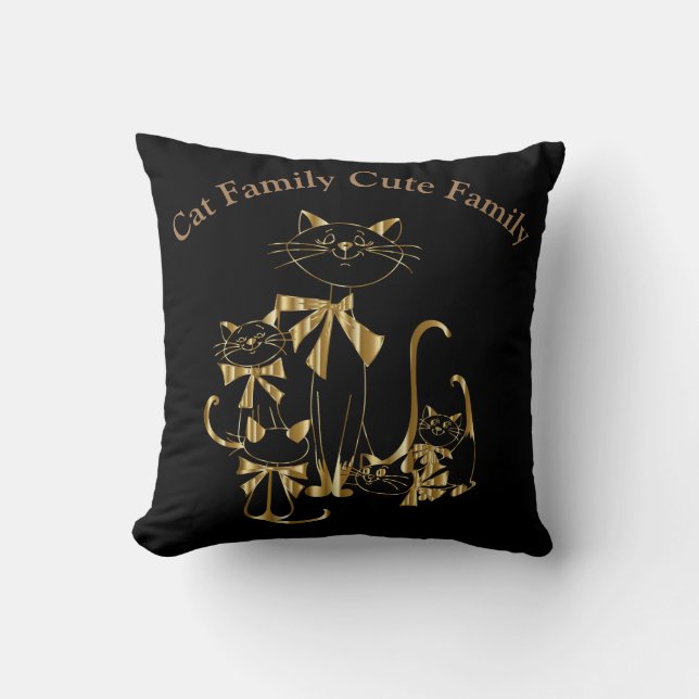 Coussin Cute famille de chats dorés Jeter l'oreiller (Recto)