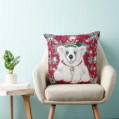 Coussin Cute festive holiday Polar bear glitter snowflakes (Chaise)