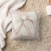 Coussin Cute fille blanche ivoire Bow sur rose (Couverture)