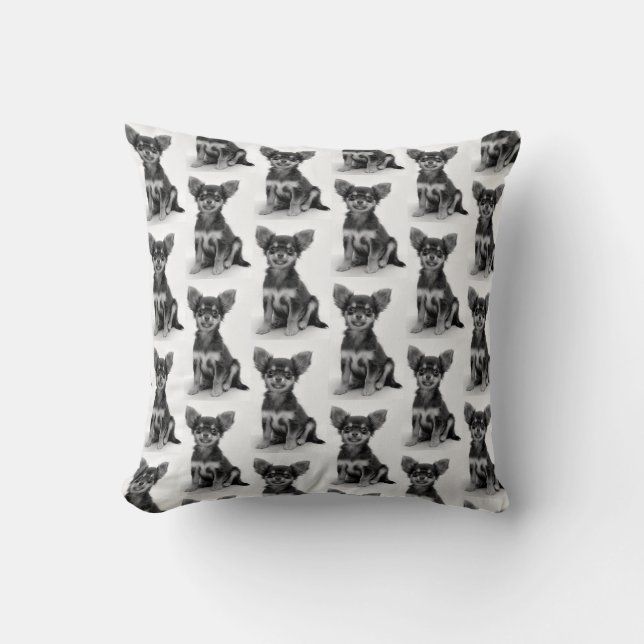 Coussin Cute Fluffy Chihuahua Motif chiot (Recto)