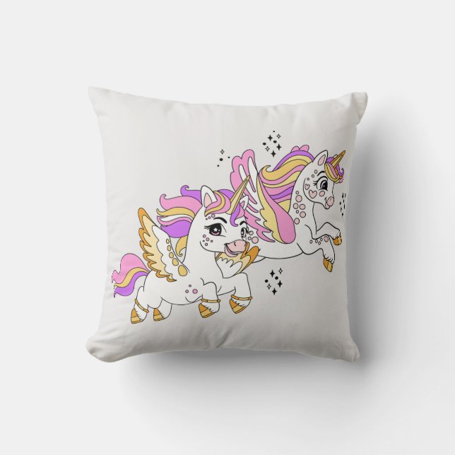 Coussin Cute flying unicorns  (Recto)
