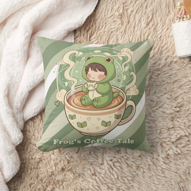 Coussin Cute Froggy Coffee Tale Design (Couverture)
