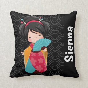 Coussin Cute Geisha * choisissez votre couleur arrière - p