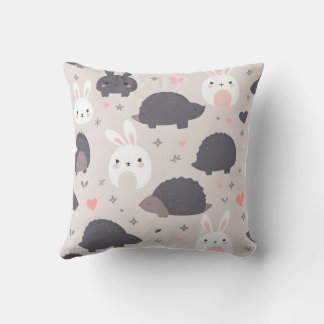 Coussin Cute Geometric Animals in Pastel