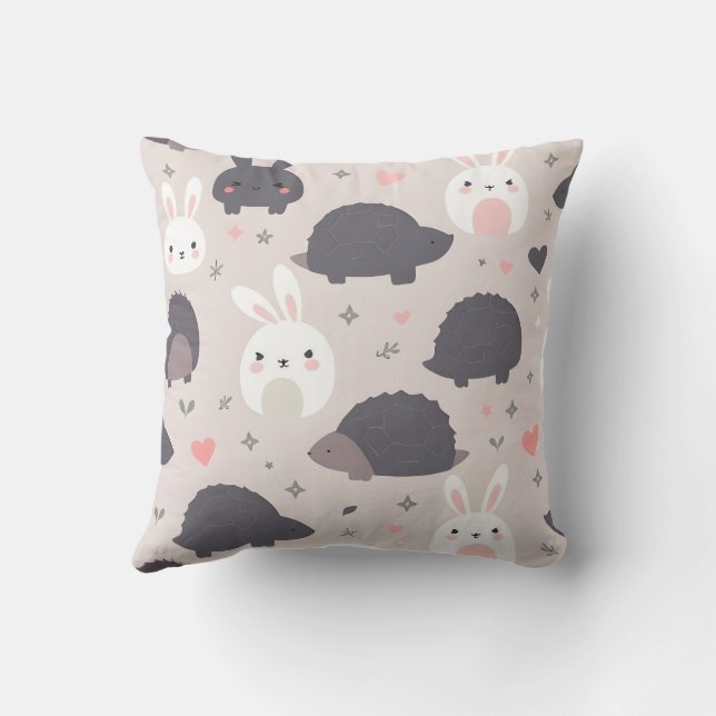 Coussin Cute Geometric Animals in Pastel (Verso)