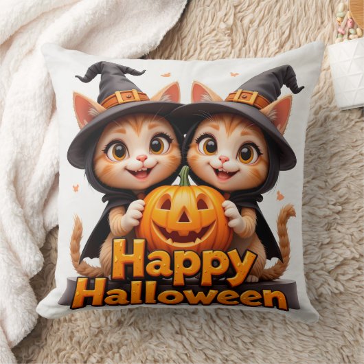 Coussin Cute Ginger Chats en sorcier Casquette Halloween C (Couverture)