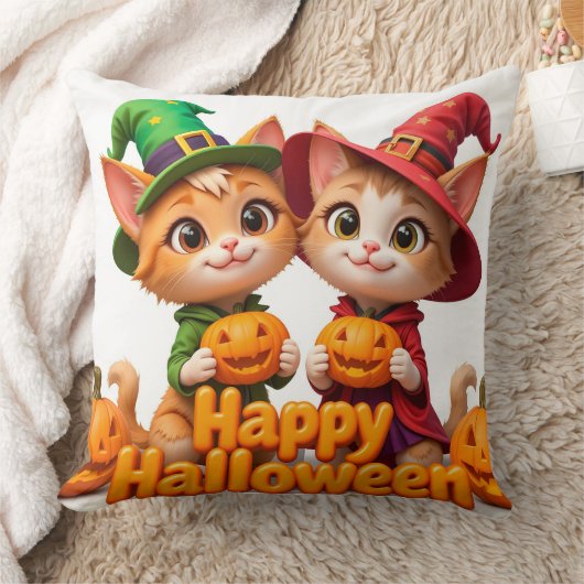 Coussin Cute Ginger Chats en sorcier Casquette Halloween C (Couverture)
