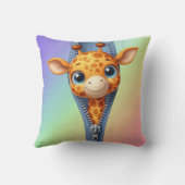Coussin Cute Giraffe Kids Nom personnalisable (Verso)