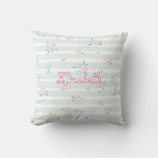 Coussin Cute Girl Floral Hello Spring Nom personnel (Recto)