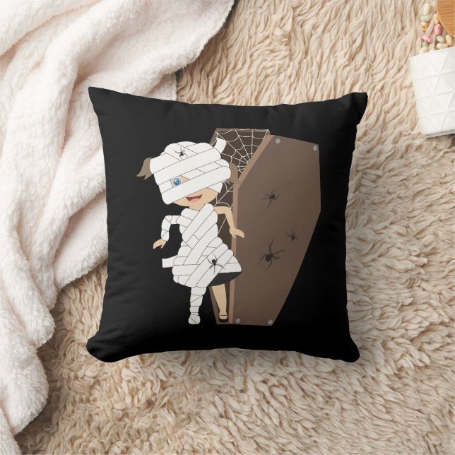 Coussin Cute Girl Mummy Coffin Halloween Design (Couverture)