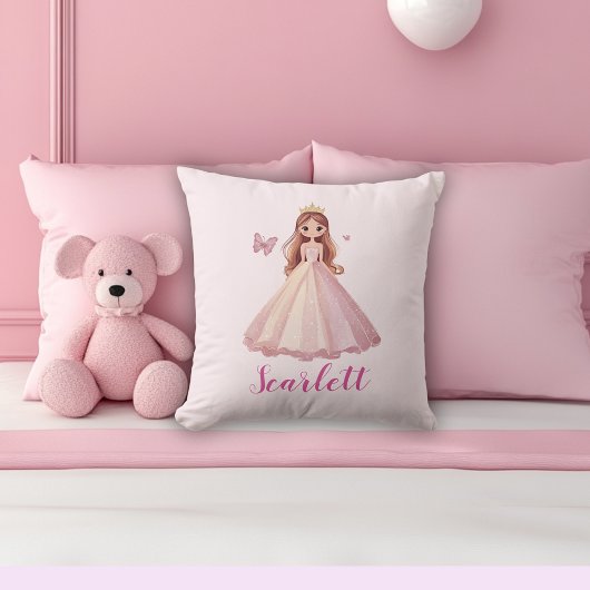 Coussin Cute Girly Pink Princess Personalised Cushion