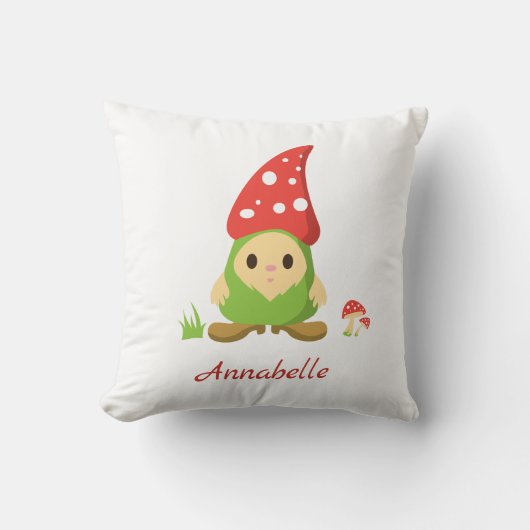 Coussin Cute Gnome Champignon de chambre de la pouponnière (Recto)