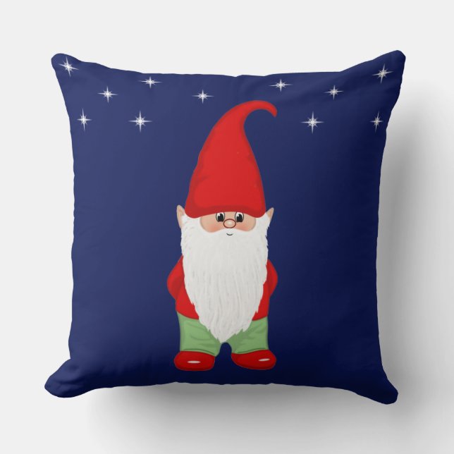 Coussin Cute Gnome sur Navy Blue (Recto)