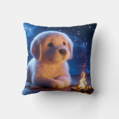 Coussin Cute Golden Retriever Puppy Under Starry Night Sky (Verso)