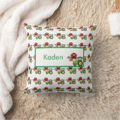 Coussin Cute green tractor and red barn personalized  (Couverture)