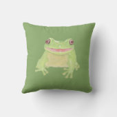 Coussin Cute Green Tree Frog - transparent. (Verso)