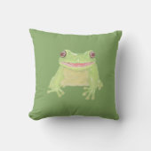 Coussin Cute Green Tree Frog - transparent. (Recto)