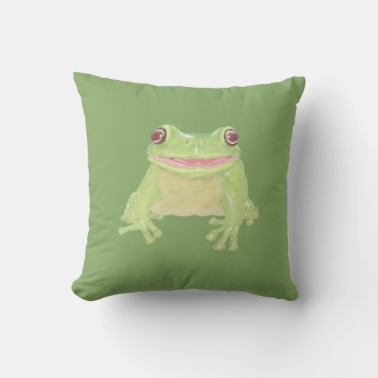 Coussin Cute Green Tree Frog - transparent. (Recto)
