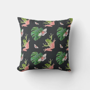 Coussin Cute grenouille tropicale et Motif papillon