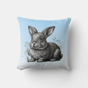 Coussin Cute Grey Rabbit contre un ciel bleu
