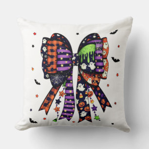 Coussin Cute Halloween Bow Ghost et Citrouille