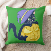 Coussin Cute Halloween Chat noir et Citrouille (Couverture)