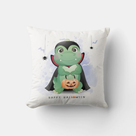 Coussin Cute Halloween T Rex Dinosaur Spider Flying Bat (Recto)