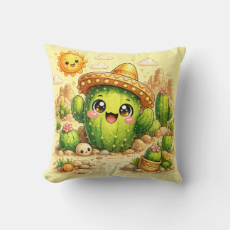 Coussin Cute Happy Cactus Kawaii Cushion Pillow
