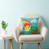 Coussin Cute Happy Duck en pluie avec arc-en-ciel (Chaise)