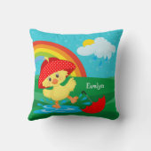 Coussin Cute Happy Duck en pluie avec arc-en-ciel (Verso)