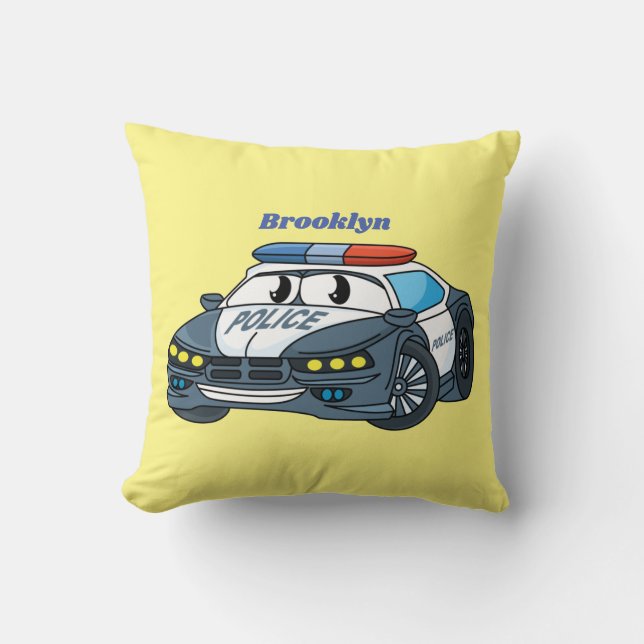 Coussin Cute happy police car cartoon illustration (Recto)