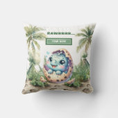 Coussin Cute Hatching Bientôt Baby Dinosaur Personnalisé (Verso)