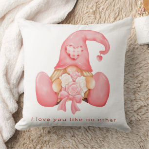 Coussin Cute Heart Gnome Valentine Photo personnalisée
