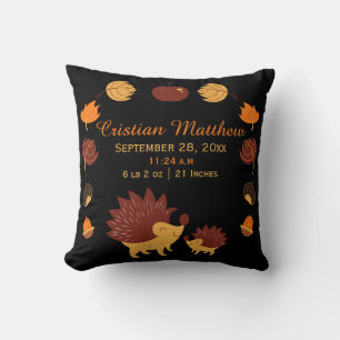 Coussin Cute Hedgehog Birth Record Nouveau bébé Personnali