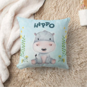 Coussin Cute Hippo Nursery Room (Couverture)