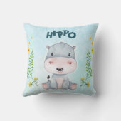 Coussin Cute Hippo Nursery Room (Verso)