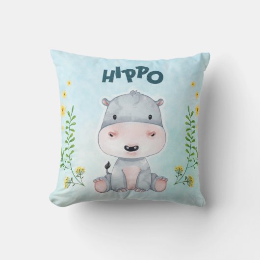 Coussin Cute Hippo Nursery Room (Recto)